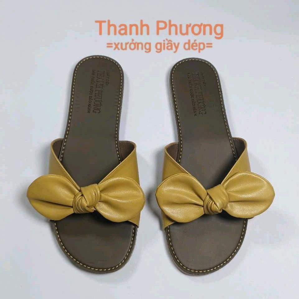 TP06 - Dép Lê Nơ Da Tổng Hợp - Xinh Tự Tin Đế Chống Trơn Trượt - Ảnh 4