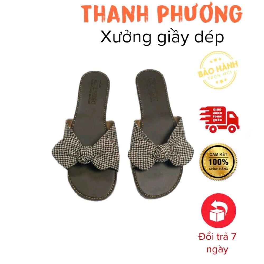 TP06 - Dép Lê Nơ Da Tổng Hợp - Xinh Tự Tin Đế Chống Trơn Trượt