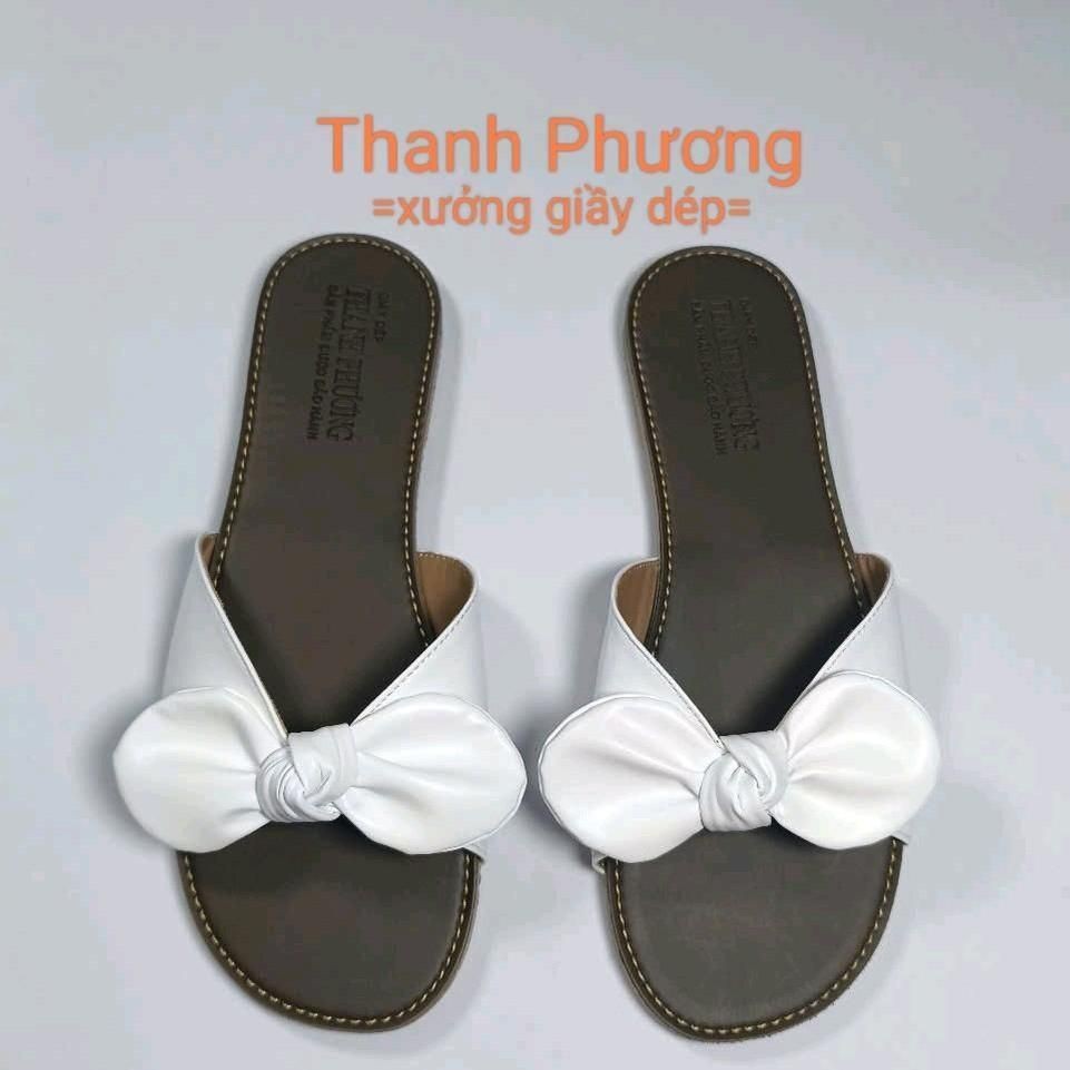TP06 - Dép Lê Nơ Da Tổng Hợp - Xinh Tự Tin Đế Chống Trơn Trượt - Ảnh 2