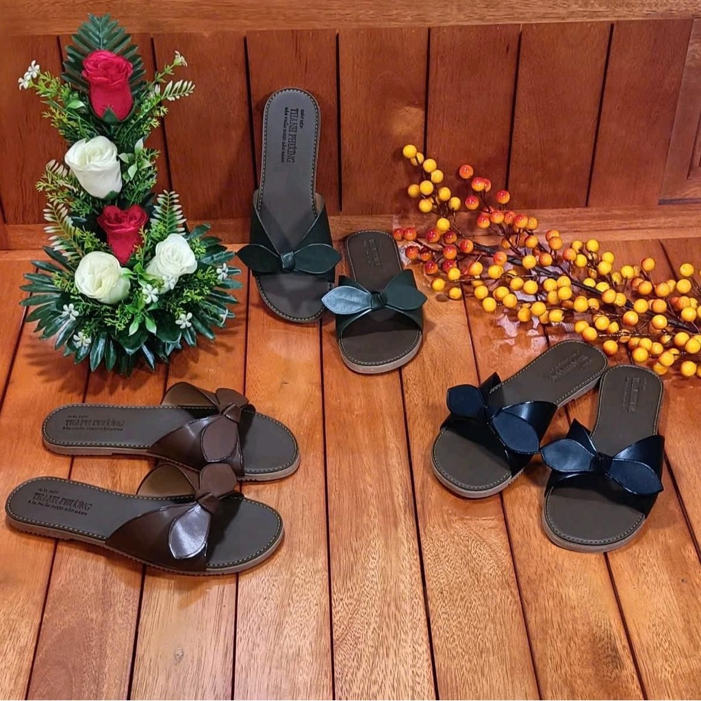 Dép nơ siêu bền đế TPR dành cho nữ có quai - Slipper, Women, DéP Nữ Có Quai Shoes GiàY dép đi biển - Ảnh 3